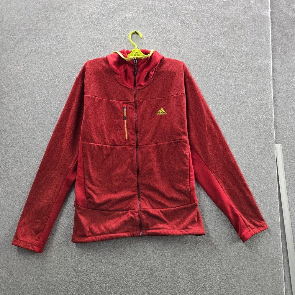 Adidas Outdoor Men Jacket XL Red Embroidered Fleece Sherpa Deep Pile Full Zip